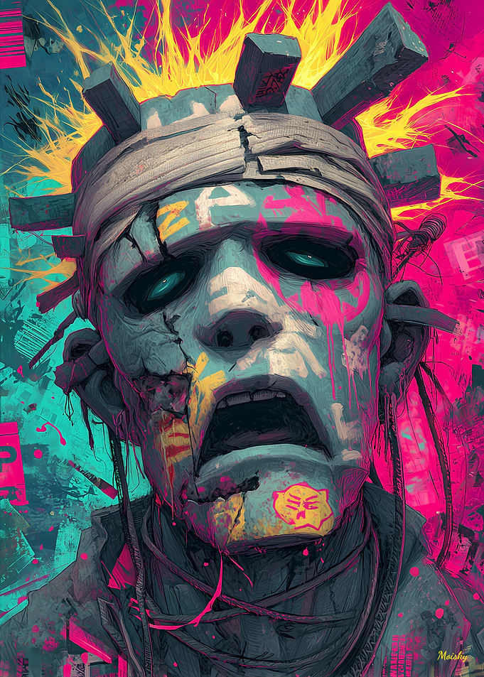 Neon Dystopia – Cyberpunk Expressionist Portrait