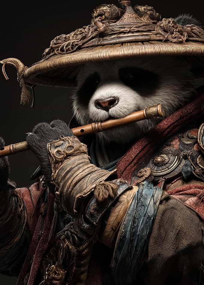 Panda Warrior Flute Player