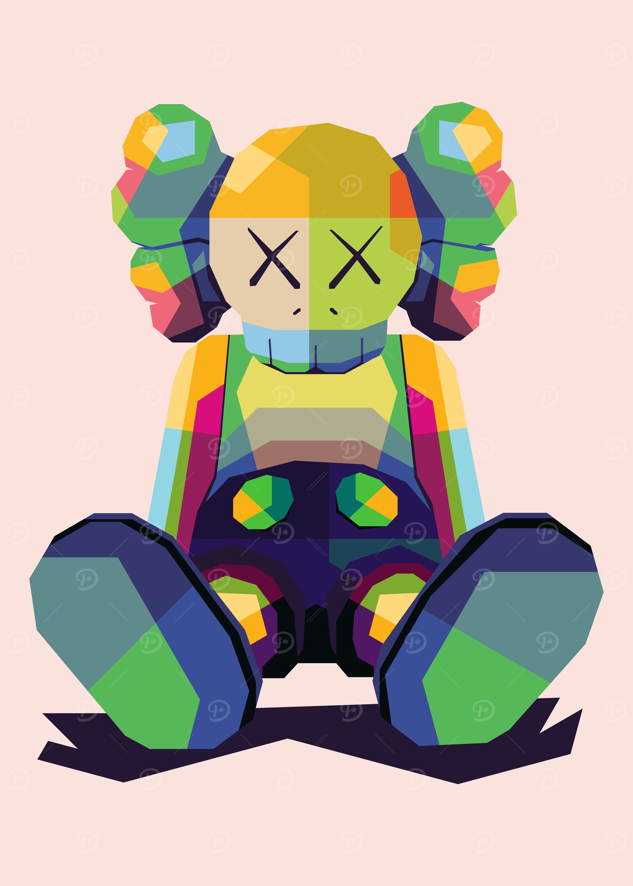 Colorful KAWS Companion WPAP Pop Art