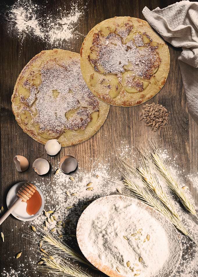 Apple Pancakes with Flour and Honey