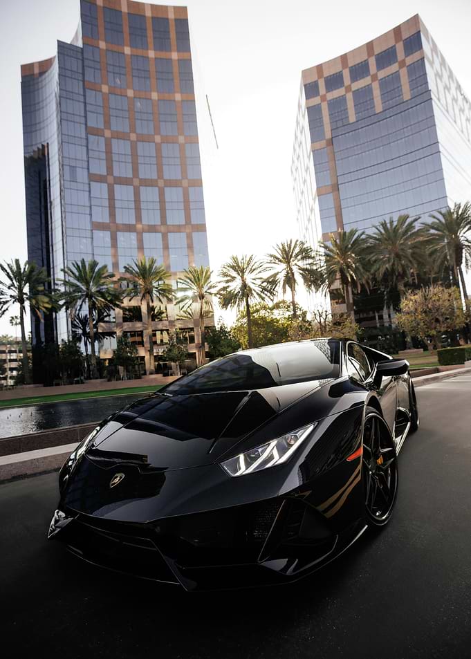 Black Lamborghini in Urban Setting