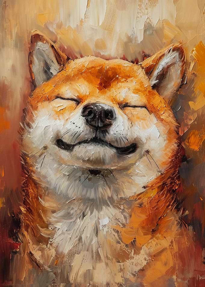 Smiling Shiba Inu Oil Painting