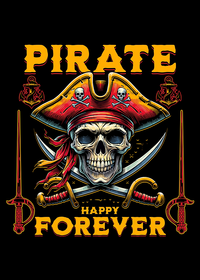 Pirate Skull Happy Forever Graphic