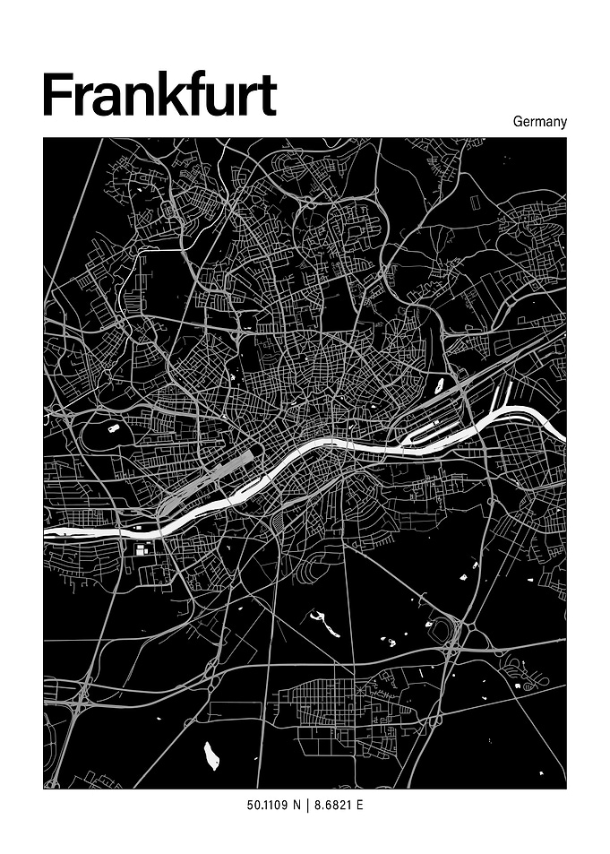 Frankfurt Black and White Map