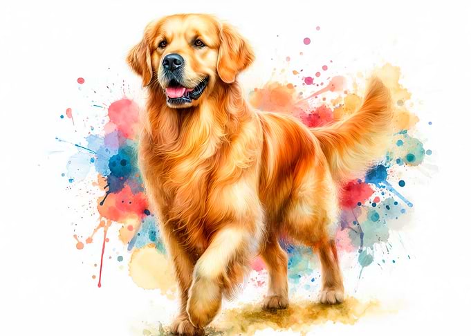 Golden Retriever Watercolor Portrait
