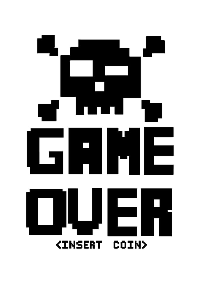 Pixelated Game Over Skull
