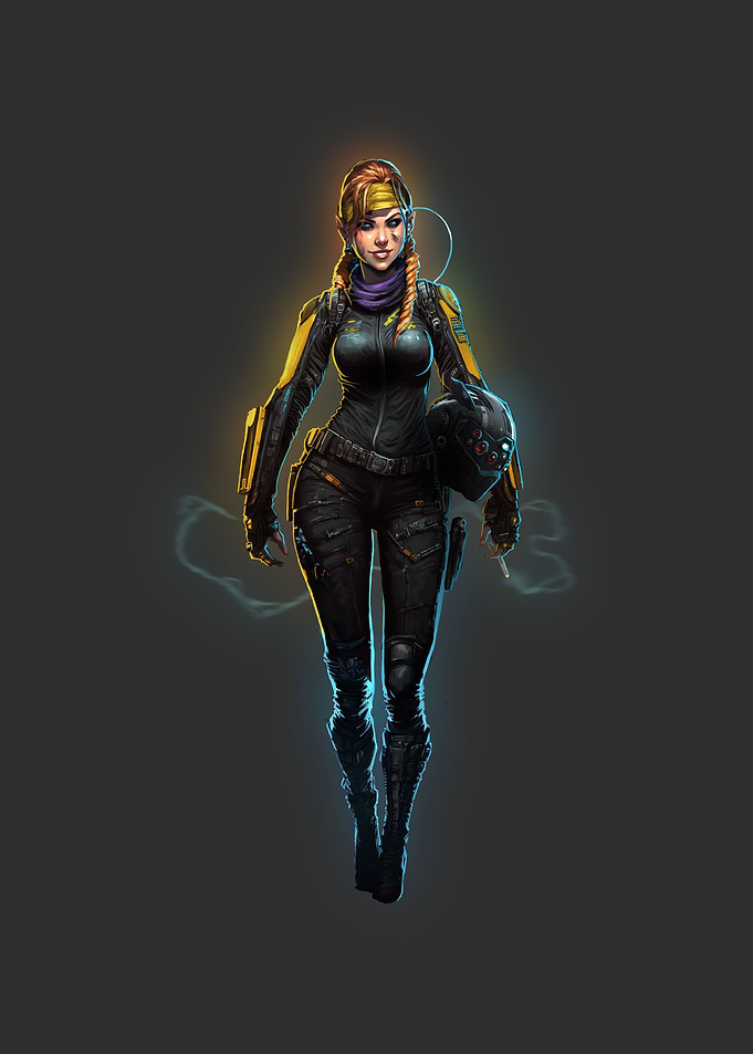 Female Pilot Rigger with Helmet