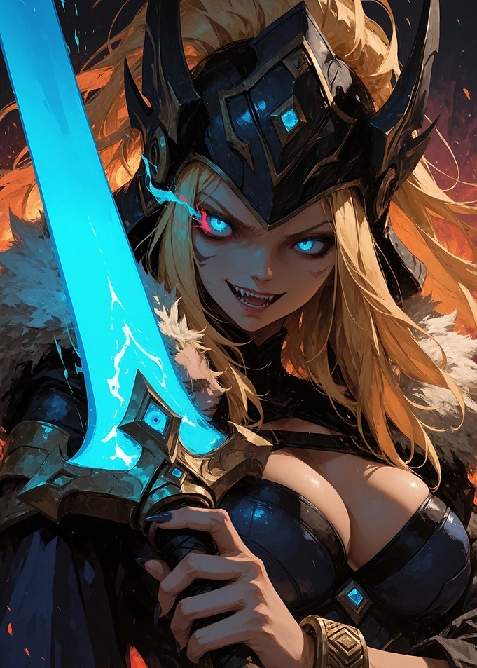 Blonde Warrior with Glowing Sword