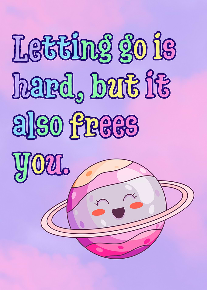 Letting Go Inspirational Cartoon Planet