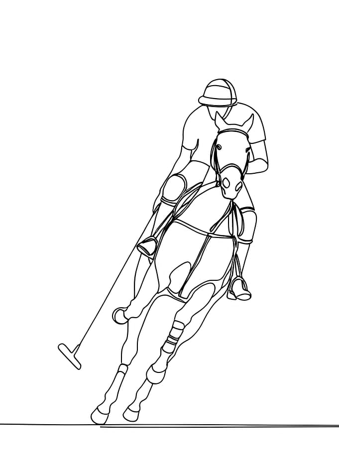 Polo Player Minimalist Line Art