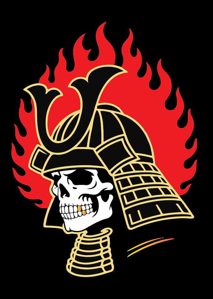 Samurai Skull with Flames