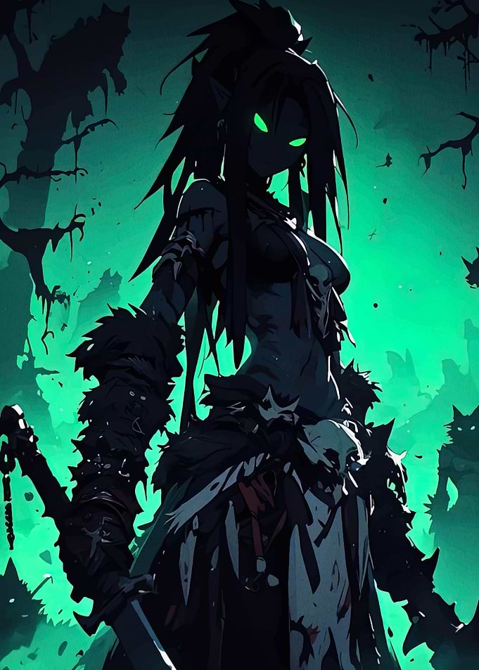 Dark Elf Warrior with Glowing Eyes