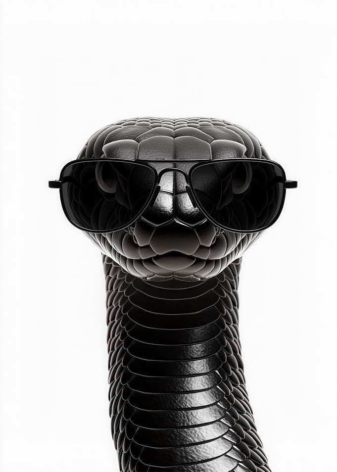 Cool Black Mamba Snake with Sunglasses