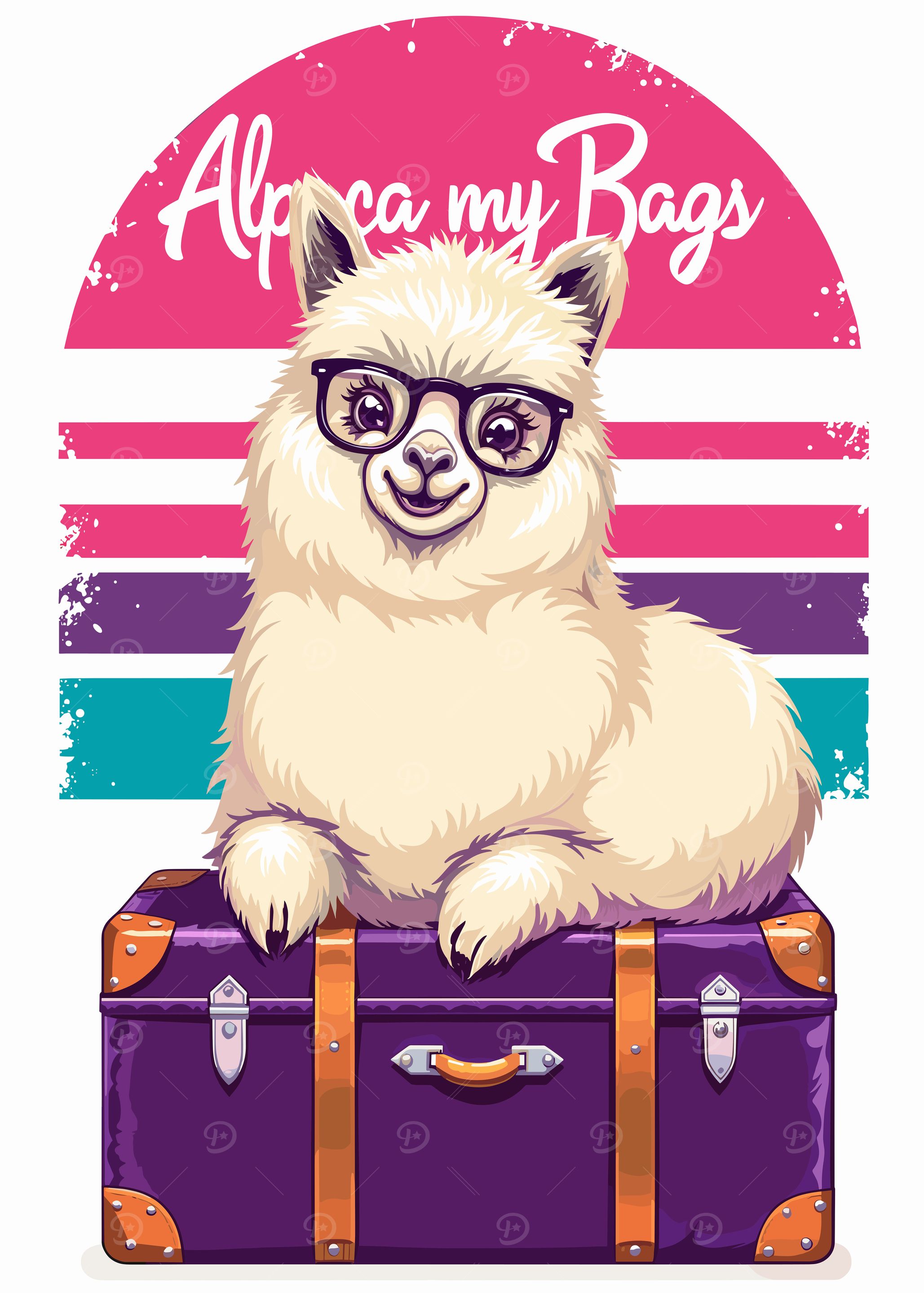 Alpaca my Bags Cartoon Illustration
