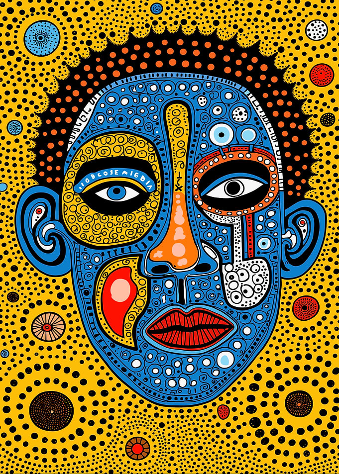 Abstract Face with Dots and Patterns