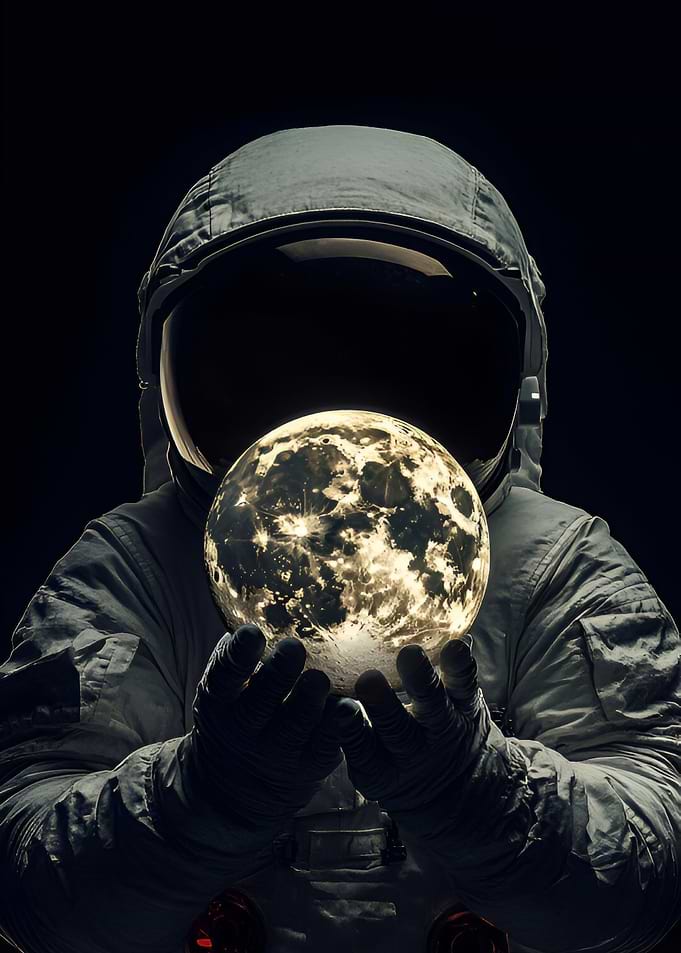 Astronaut Holding Glowing Moon