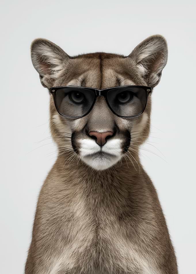 Cool Cougar with Sunglasses Portrait