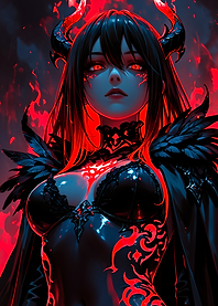 Demon Girl with Red Accents