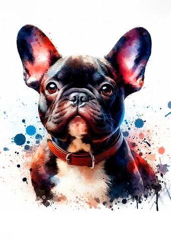 Watercolor French Bulldog Portrait