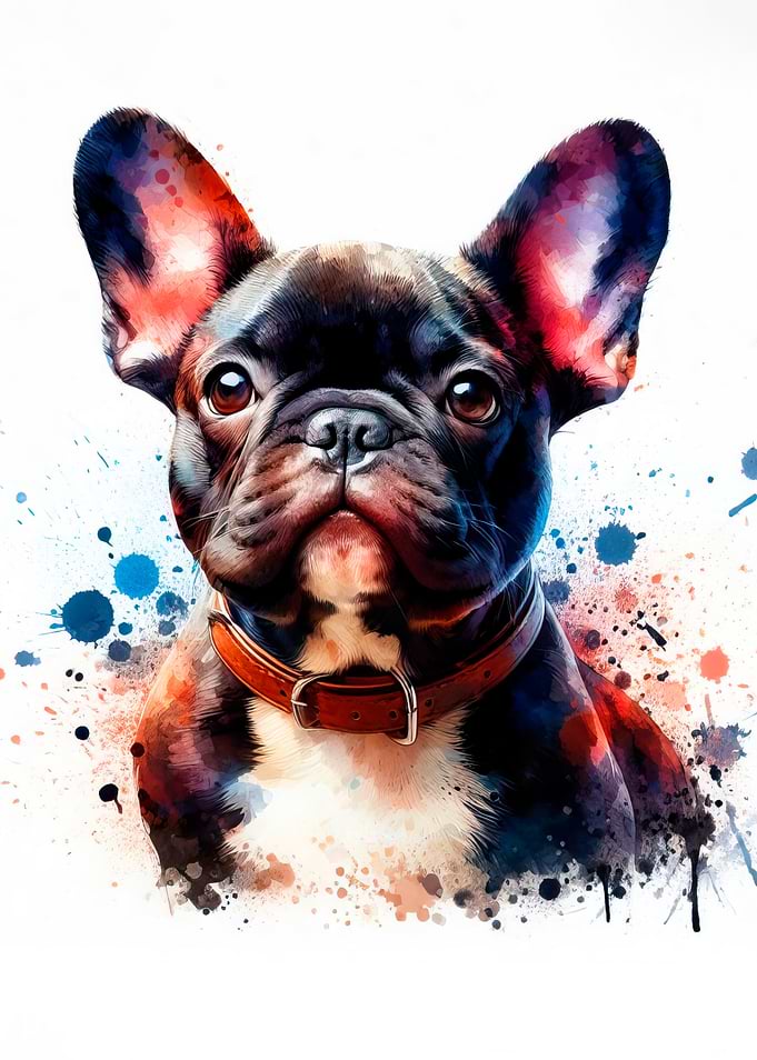Watercolor French Bulldog Portrait