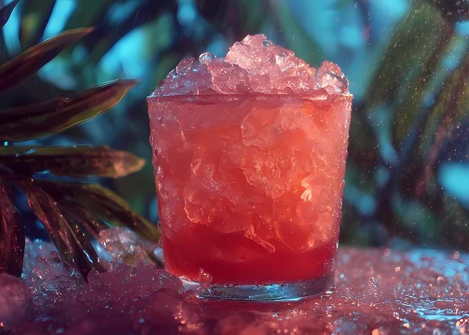 Refreshing Red Cocktail with Crushed Ice