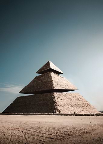 Pyramid in Desert Landscape