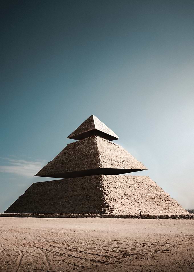 Pyramid in Desert Landscape