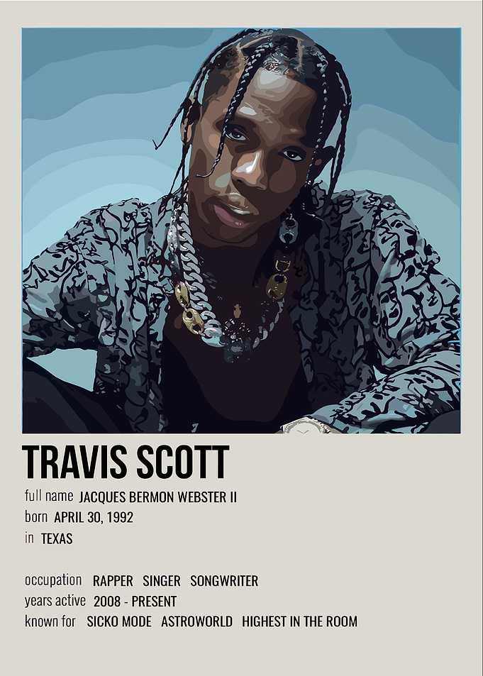 Travis Scott Minimalist Portrait Poster