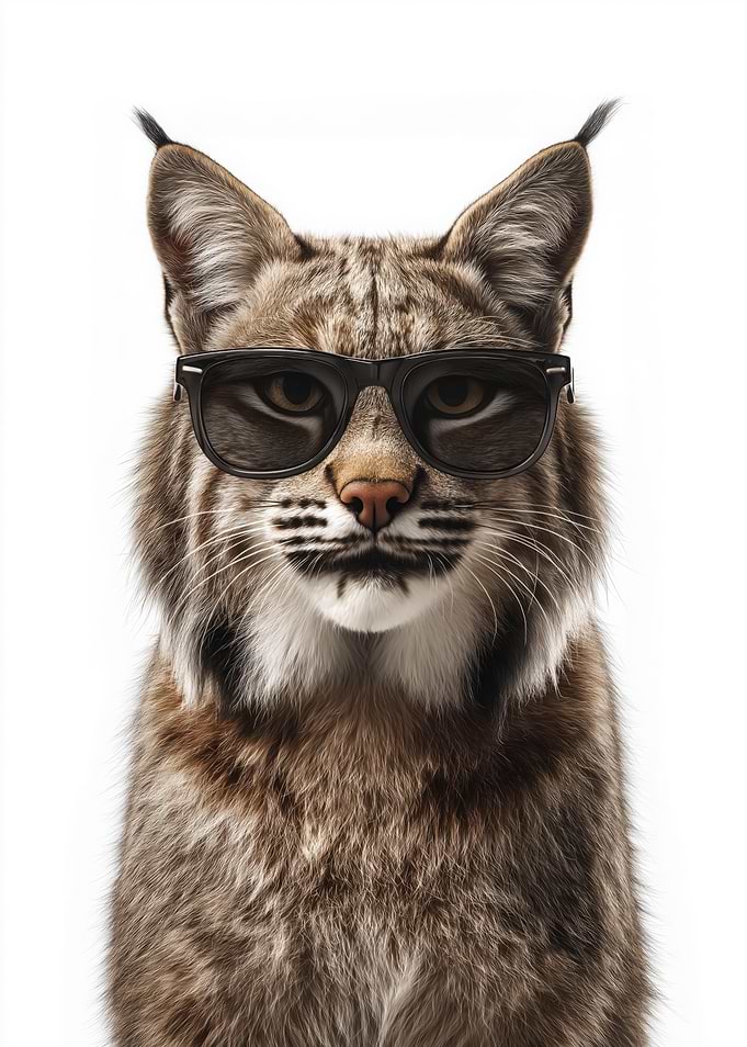 Cool Bobcat with Sunglasses Portrait