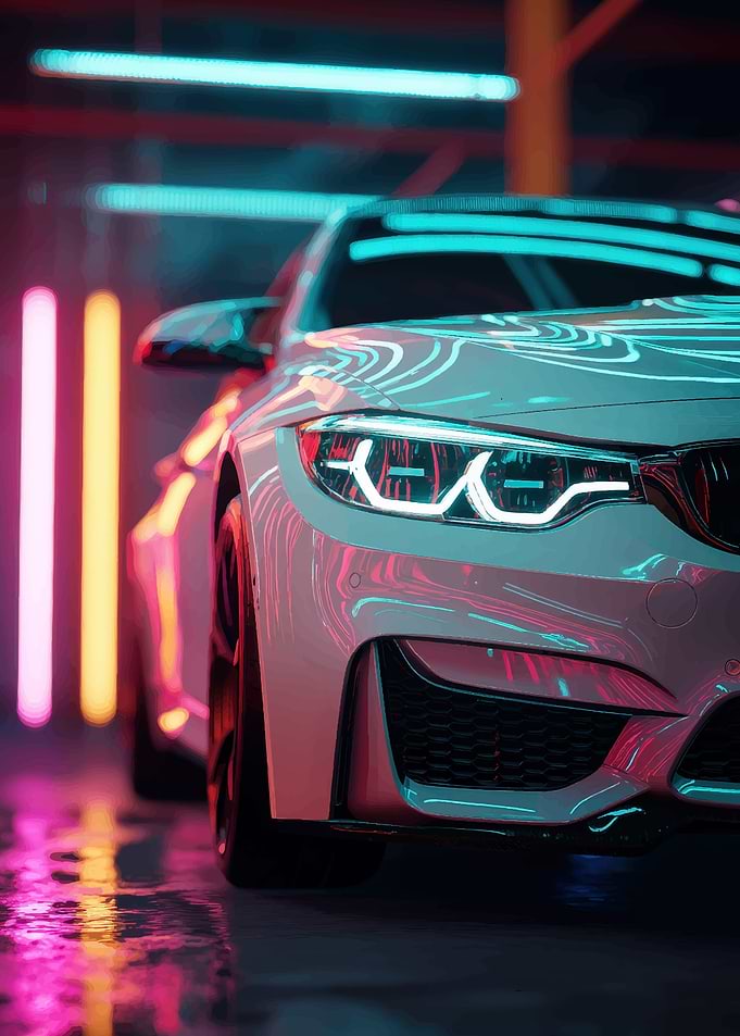 Bmw Car with Neon Lights