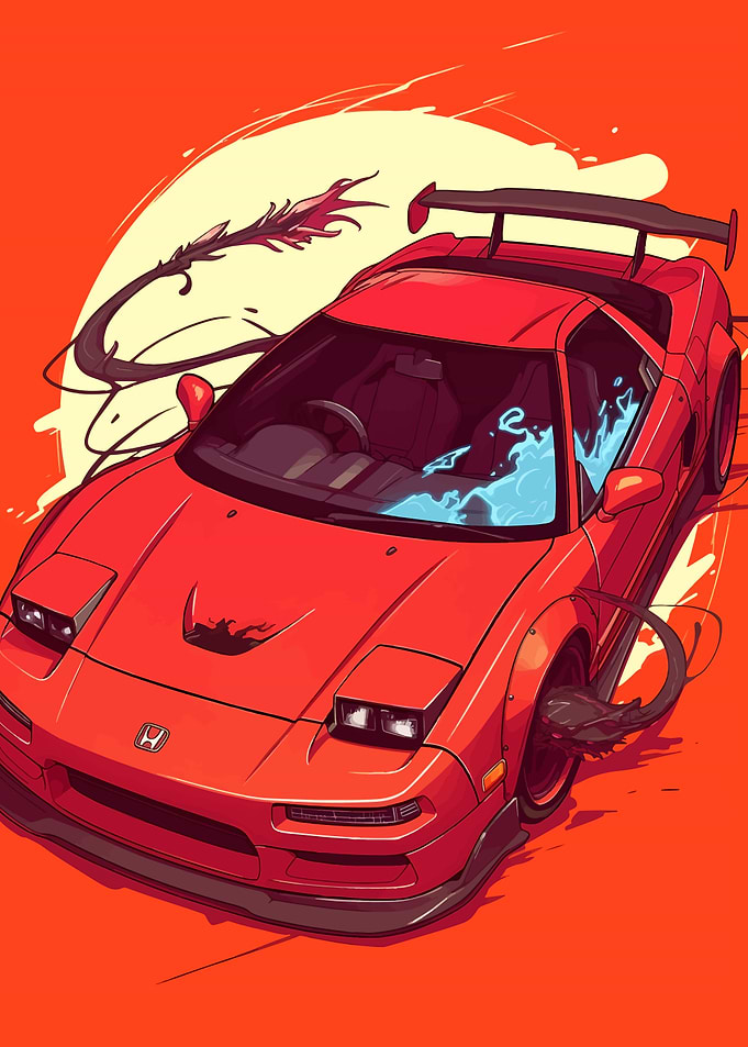 Red Honda NSX Digital Art