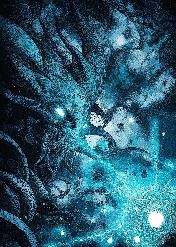 Cthulhu-like creature glowing