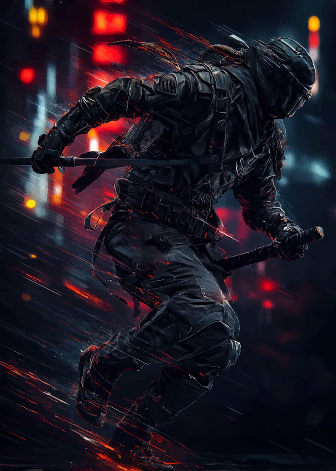 Cyberpunk Ninja in Motion