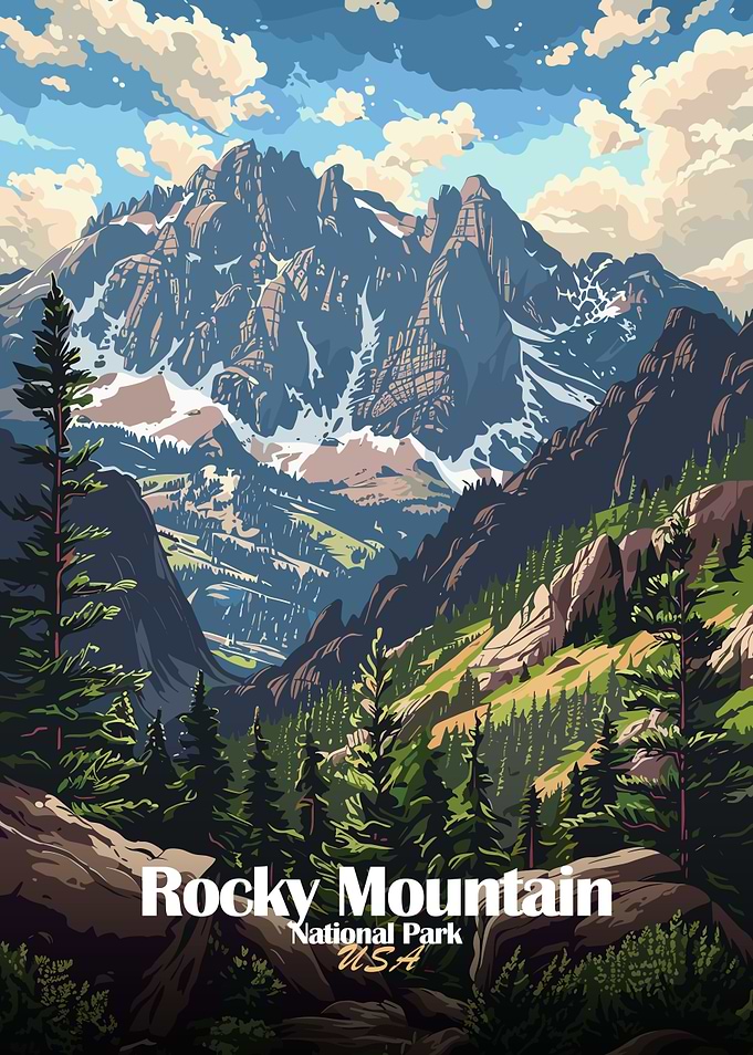 Rocky Mountain National Park Illustration