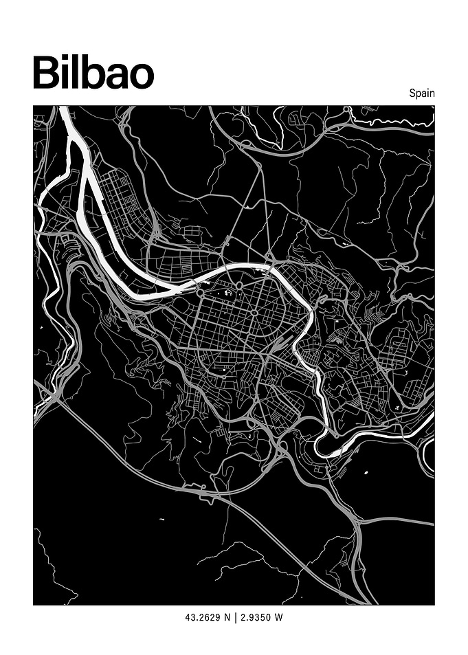 Bilbao Black and White Map