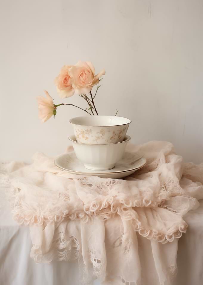 Floral teacup still life