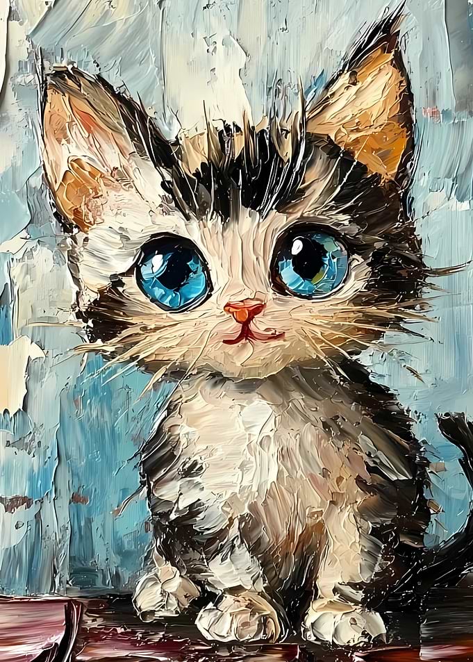 Cute Kitten Oil Painting