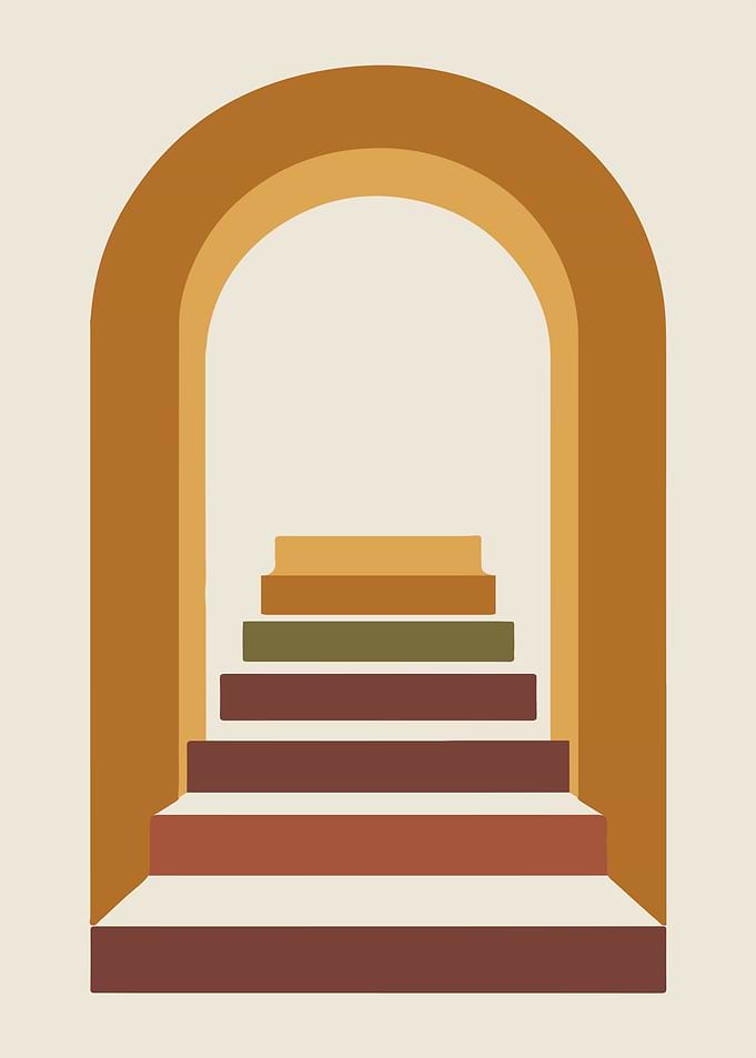Minimalist Archway and Staircase Illustration