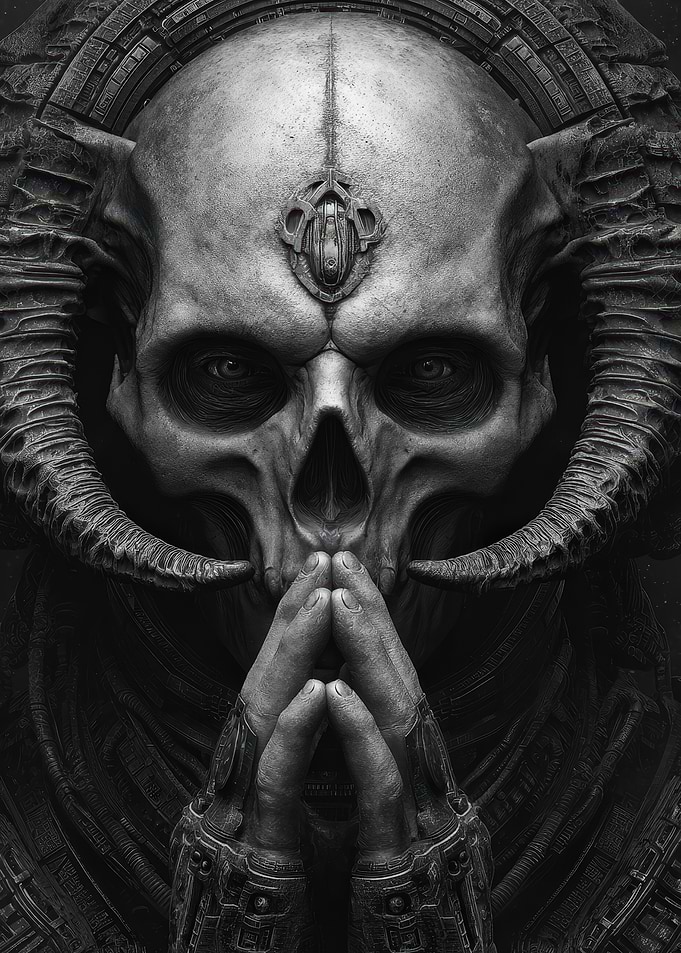 Monochrome Satanic Skull