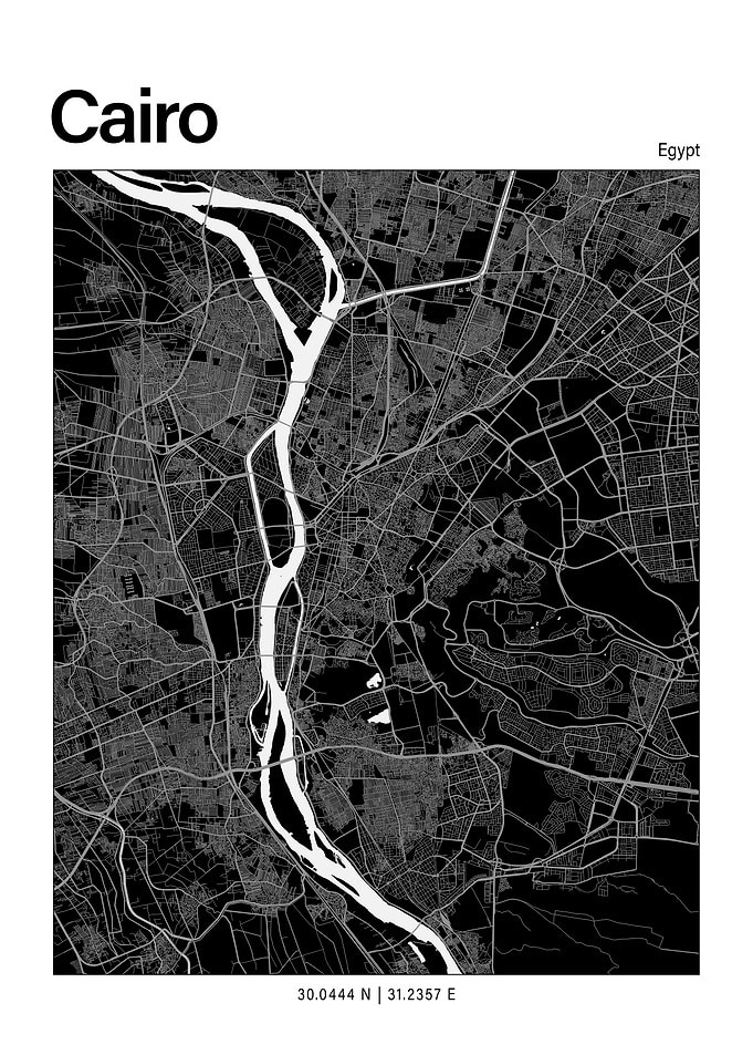Cairo Black and White Map