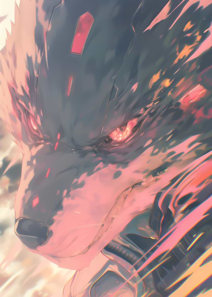 Cyberpunk Wolf Close-Up