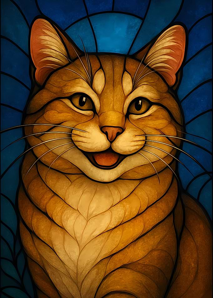 Stained Glass Cat Portrait