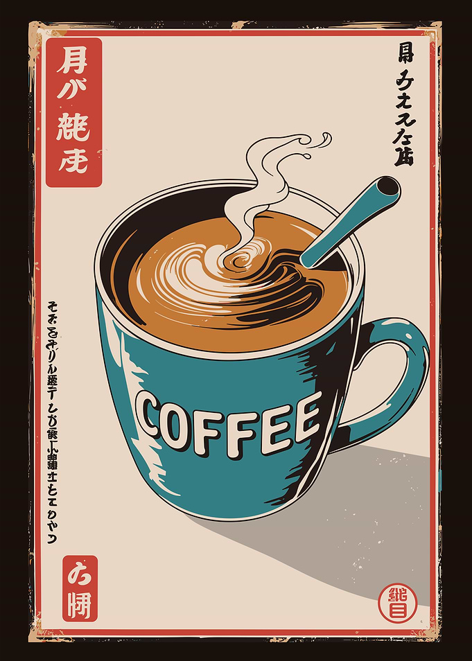 Japanese Style Coffee Cup Illustration
