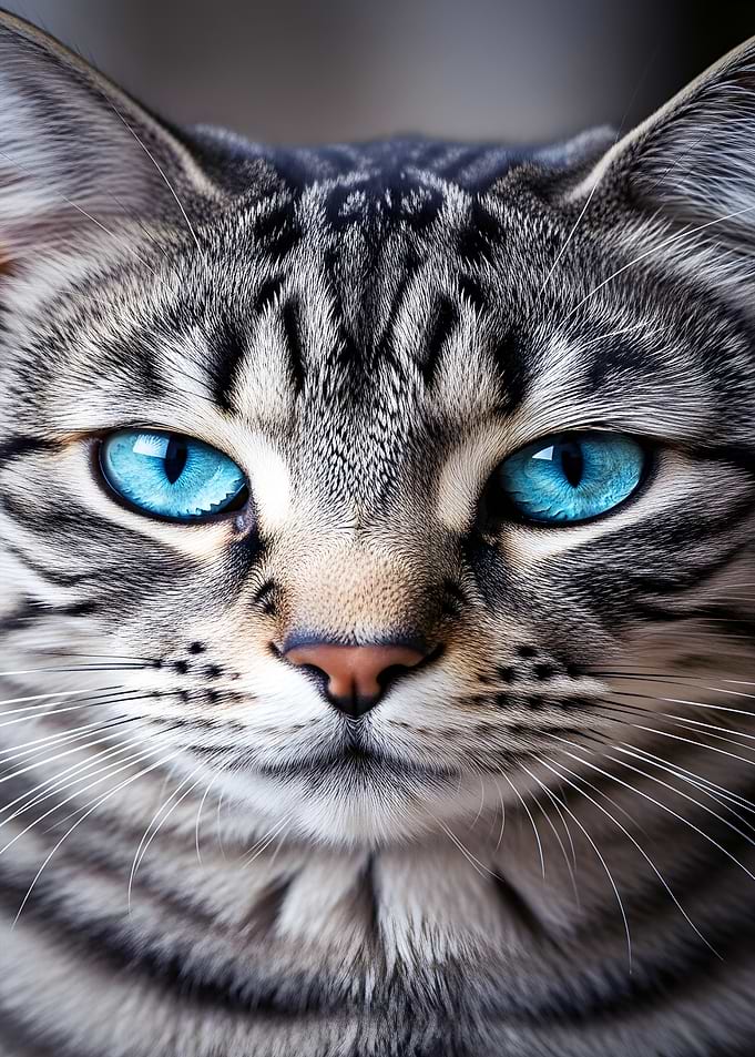 Close-up of a Striped Cat Face