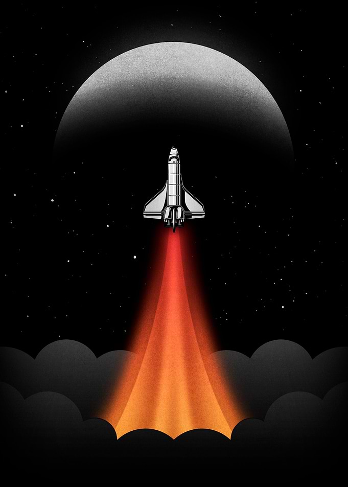 Space Shuttle Launching into Space