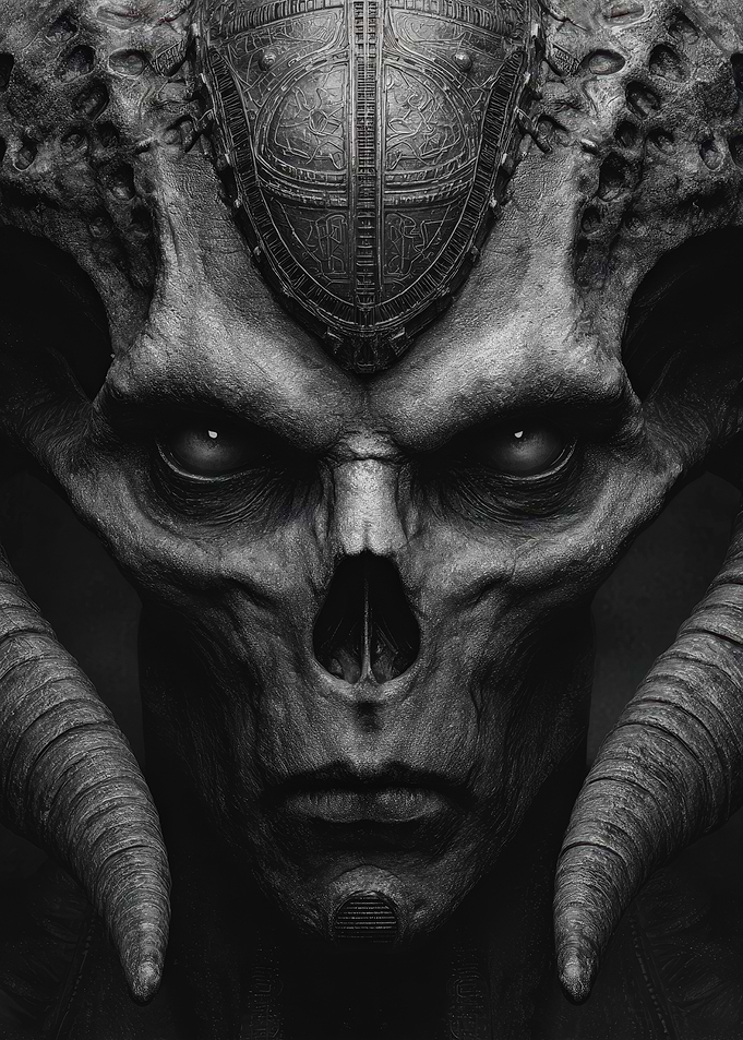 Monochrome Horned Demon