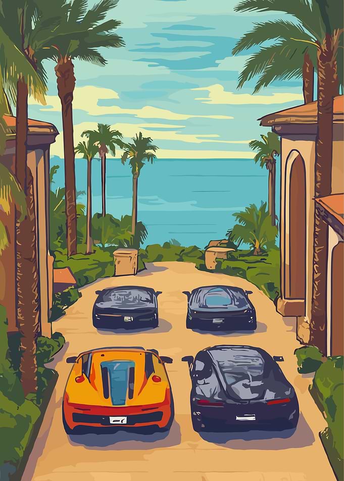 Luxury Cars at Coastal Villa