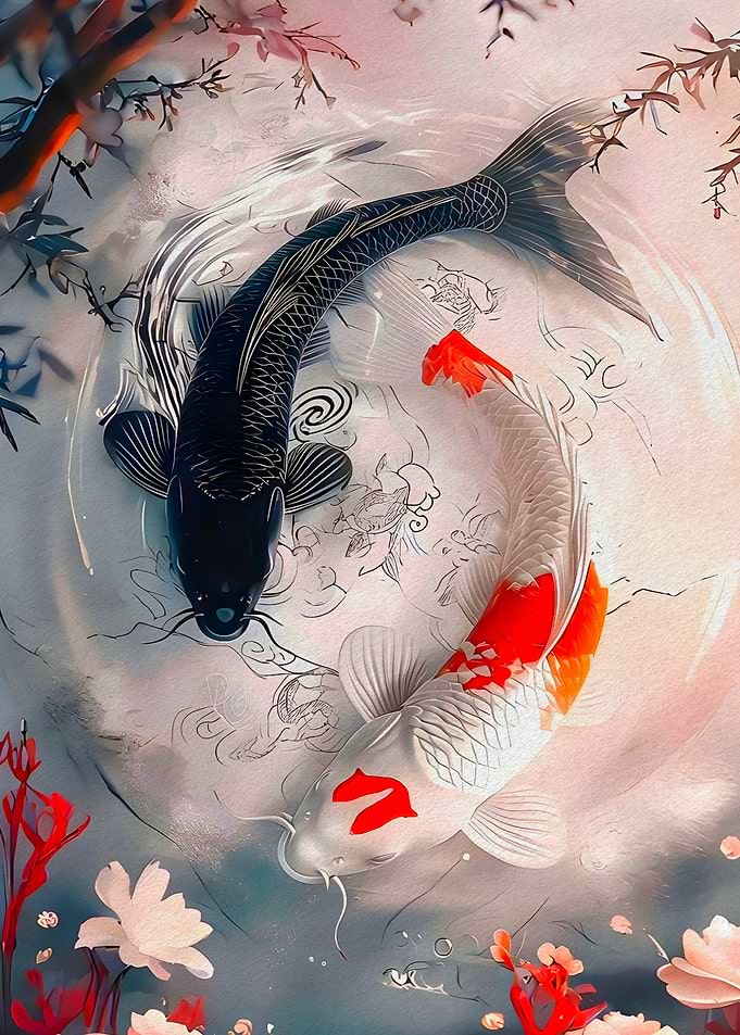 Yin Yang Koi Fish Art