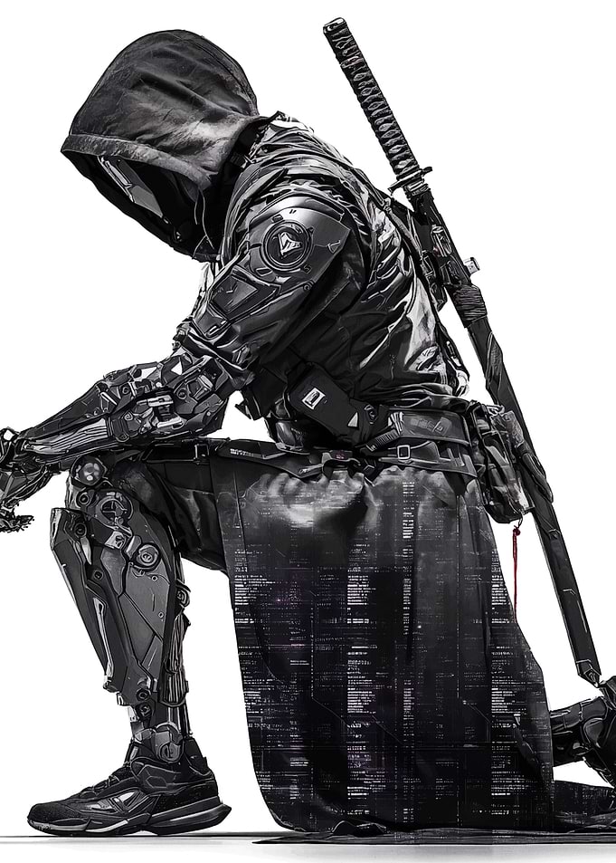 Cyberpunk Ninja Kneeling