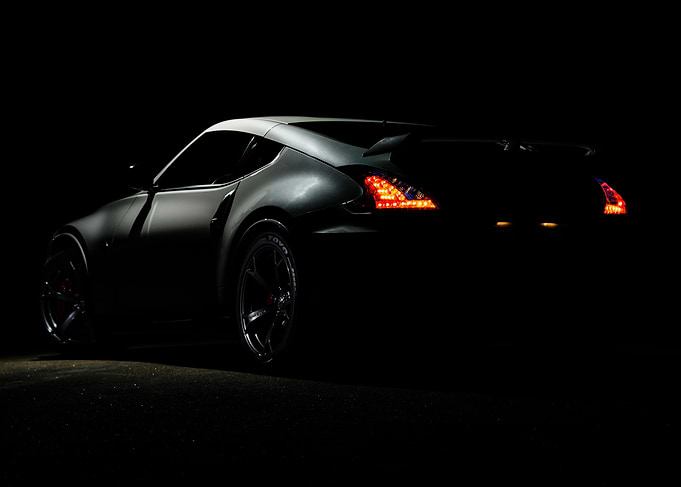 Sleek Nissan 370Z in the Dark